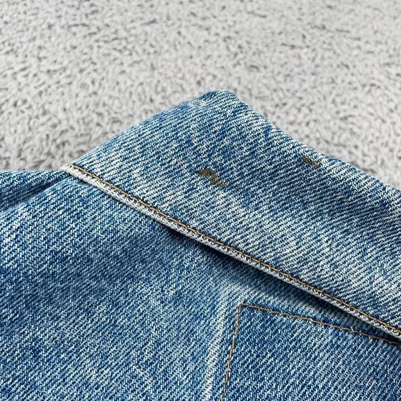 VINTAGE Levis Jacket Womens XL Blue Denim Trucker Type III Made in USA Bomber - Picture 9 of 16